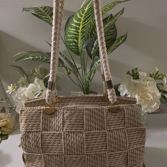 Chic Woven Beige Tote Bag Fiona Made In Italy - Picture 5 of 8
